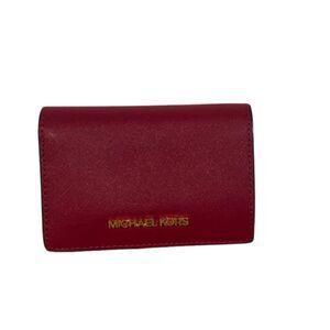 Michael Kors Saffiano Jet Set Red Small Bifold Wallet EUC
